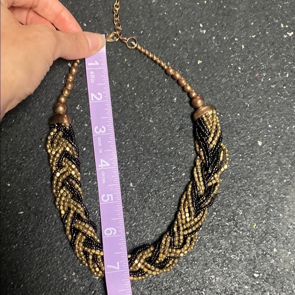 Vintage Twisted Beaded Necklace - Black &  Gold